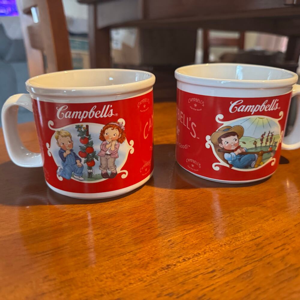 Vintage Campbell's Kids Soup Coffee Set of 2 Mugs Collectible